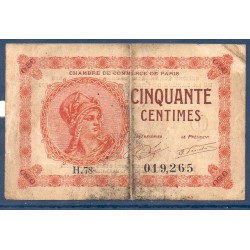 Paris 50 centimes TB 10 mars 1920 Billet de la chambre de commerce