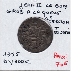 Gros à la queue Jean II (1355) pièce de monnaie royale