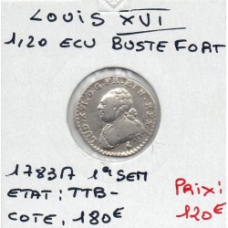 1/20 Ecu au Buste Fort 1779 A Paris 1er semetre Louis XVI pièce de monnaie royale