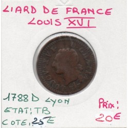 Liard 1788 D Lyon Louis XVI pièce de monnaie royale