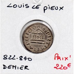 Denier au temple et légendes Chretienne Louis 1er le pieux (814-840) pièce de monnaie Carolingienne