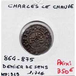 Denier de Sens Charles II le Chauve (865-875) pièce de monnaie Carolingienne