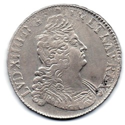 Ecu aux 8L 2eme type 1705 B Roueb Louis XIV réformé pièce de monnaie royale