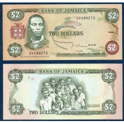 Jamaique Pick N°69d, Billet de banque de 2 dollars 1990-1992
