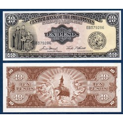 Philippines Pick N°136e, Billet de banque de 10 Pesos 1949-1969