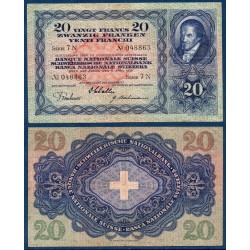 Suisse Pick N°39e, Billet de banque de 20 Francs 1935