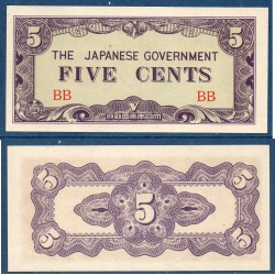 Myanmar, Birmanie Pick N°10a, Billet de banque de 5 cents 1942