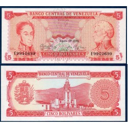 Venezuela Pick N°50h, Billet de banque de 5 Bolivares 30 septembre 1974