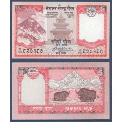 Nepal Pick N°60a, Billet de banque de 5 rupees 2007-2009