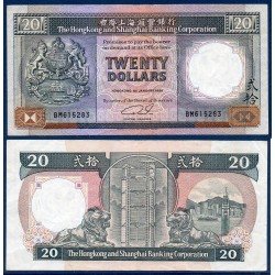Hong Kong Pick N°192c, Billet de banque de 20 dollars 1986-1989