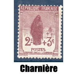 Timbre France Yvert No 148 Orphelin de la Guerre brun lilas neuf * avec charnière