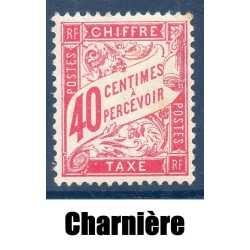 Timbre France Taxes Yvert 35 Type Duval 40c rose neuf * avec charnière