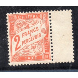 Timbre France Taxes Yvert 41 Type Duval 2f Rouge Orange neuf **