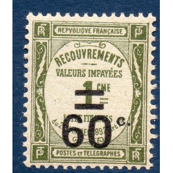 Timbre France Taxes Yvert 52 Type Recouvrement 60c sur 1c Olive neuf **