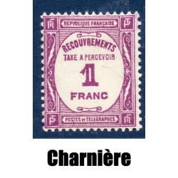 Timbre France Taxes Yvert 59 Type Recouvrement 1f lilas neuf * avec charnière