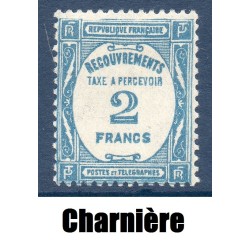Timbre France Taxes Yvert 61 Type Recouvrement 2f Bleu neuf * avec charnière
