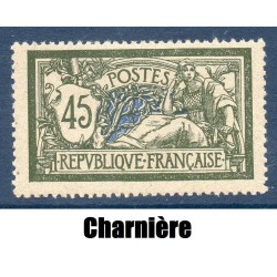 Timbre France Yvert No 143 Type merson 45c Vert et bleu neuf * avec charnière