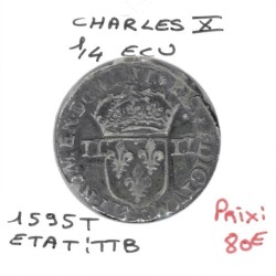 1/4 ou quart d'Ecu Croix de Face 1595 T Nantes Charles X pièce de monnaie royale
