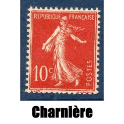 Timbre France Yvert No 135 semeuse fond plein maigre 10c rouge neuf * avec trace de charnière