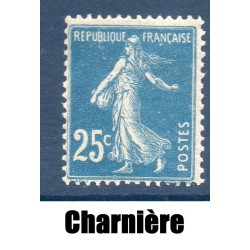 Timbre France Yvert No 140 semeuse fond plein 25c bleu neuf * avec trace de charnière