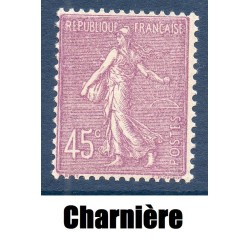 Timbre France Yvert No 197 Semeuse lignée 45 lilas neuf * avec trace de charnière