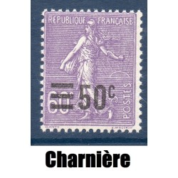 Timbre France Yvert No 223 Semeuse lignée surchargée violet neuf * avec trace de charnière