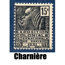 Timbre France Yvert No 270 Exposition coloniale noir neuf * avec trace de charnière