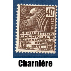 Timbre France Yvert No 271 Exposition coloniale sepia neuf * avec trace de charnière