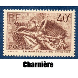 Timbre France Yvert No 315 La Marseillaise neuf * avec trace de charnière