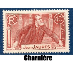 Timbre France Yvert No 318 Jean Jaurès neuf * avec trace de charnière