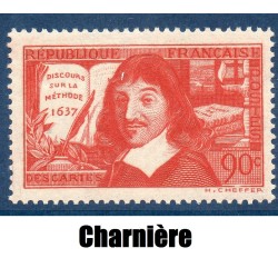 Timbre France Yvert No 341 Descartes, Discours sur la méthode neuf * avec trace de charnière