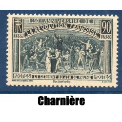 Timbre France Yvert No 444 Serment du jeu de Paume, révolution neuf * avec trace de charnière