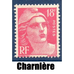 Timbre France Yvert No 887 marianne de Gandon 18 fr rose carminé neuf* avec trace de charnière