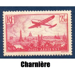 Timbre France Poste Aérienne Yvert 11 avion survolant Paris 2.50f Rose neuf * avec trace de charnière