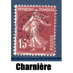Timbre France Préoblitérés Yvert 53 Type semeuse 15c brun lilas neuf * avec trace de charnière