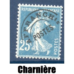 Timbre France Préoblitérés Yvert 56 Type semeuse 25c bleu neuf * avec trace de charnière