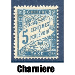 Timbre France Taxes Yvert 28 Type Duval 5c bleu neuf * avec trace de charnière