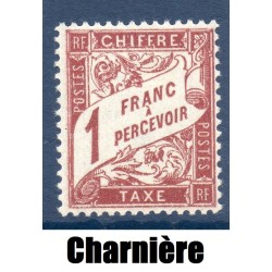 Timbre France Taxes Yvert 40A Type Duval 1f Lilas brun sur blanc neuf * avec trace de charnière