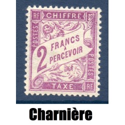 Timbre France Taxes Yvert 42 Type Duval 2f Violet neuf * avec trace de charnière