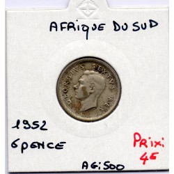 Afrique du sud 6 pence 1952 TTB KM 36.2 pièce de monnaie
