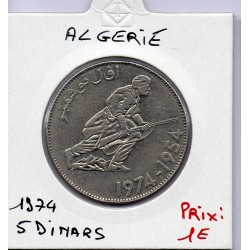 Algérie 5 dinars 1974 Sup KM 108 pièce de monnaie