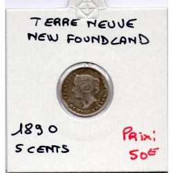 Terre Neuve 5 cents 1890 TTB, KM 2 pièce de monnaie