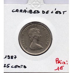 Caraibes de l'Est 25 cents 1987 TTB, KM 14 pièce de monnaie