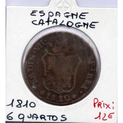 Catalogne 6 Quartos 1810 TB, KM 116 pièce de monnaie
