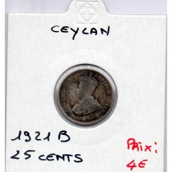 Ceylan 25 cents 1921 TB, KM 105a pièce de monnaie