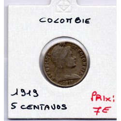 Colombie 5 centavos 1919 TB, KM 199 pièce de monnaie