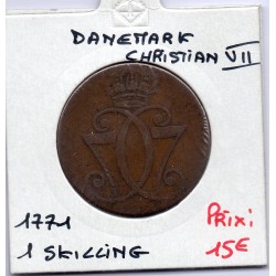 Danemark 1 skilling 1771 TB, KM 616 pièce de monnaie