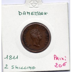 Danemark 2 skilling 1811 TTB, KM 670 pièce de monnaie