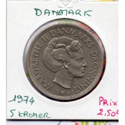 Danemark 5 kroner 1974 Sup, KM 863 pièce de monnaie