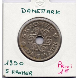 Danemark 5 kroner 1990 Sup, KM 869 pièce de monnaie